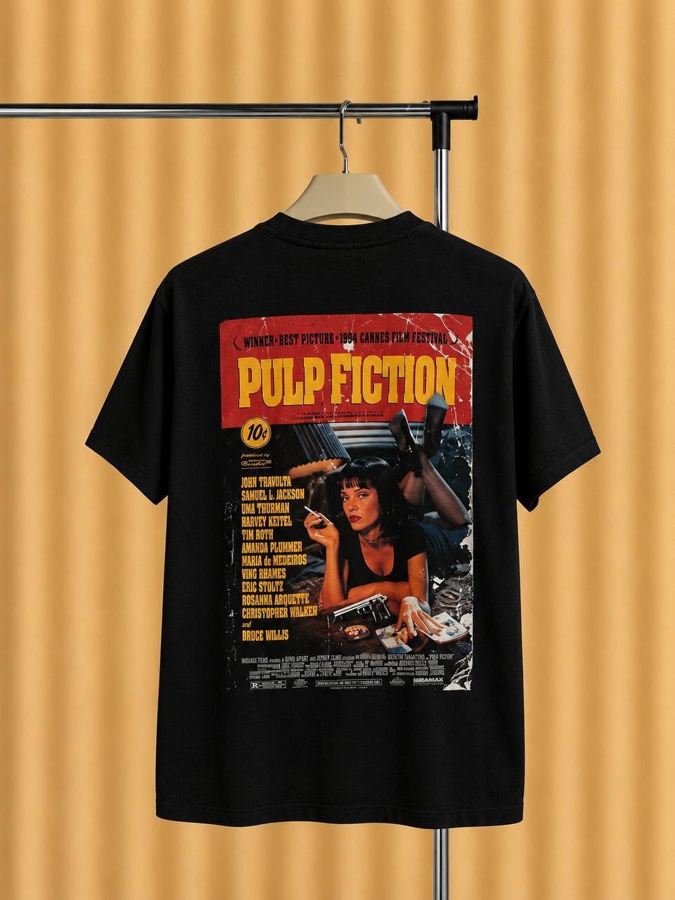 Vintage Style Pulp Fiction Movie Poster T Shirt Uma Thurman Tarantino Tee Size:S gallery