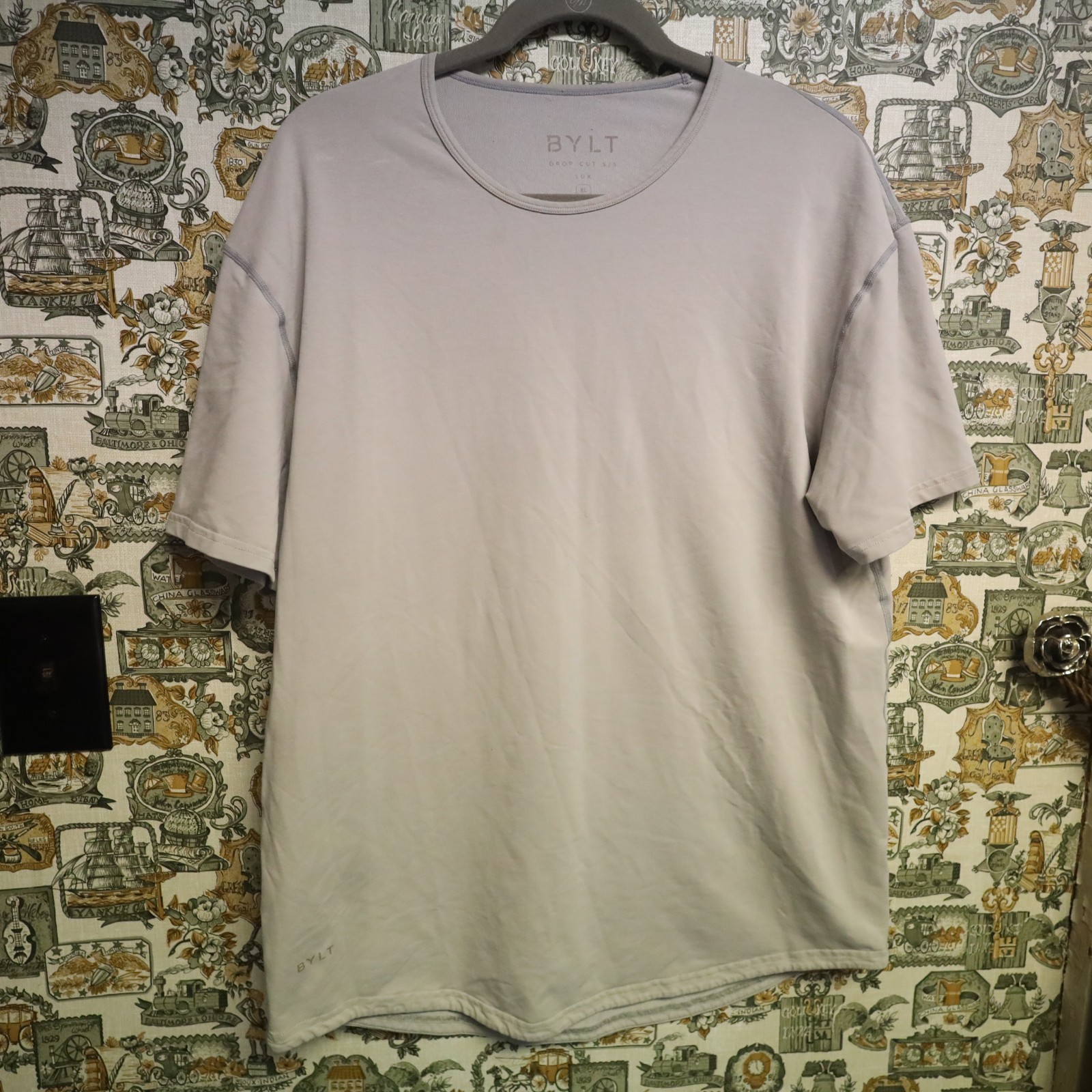 BYLT Men's Drop Cut Lux SS T-Shirt Size XL Gray (Minor Stains) Basics Shirt gallery