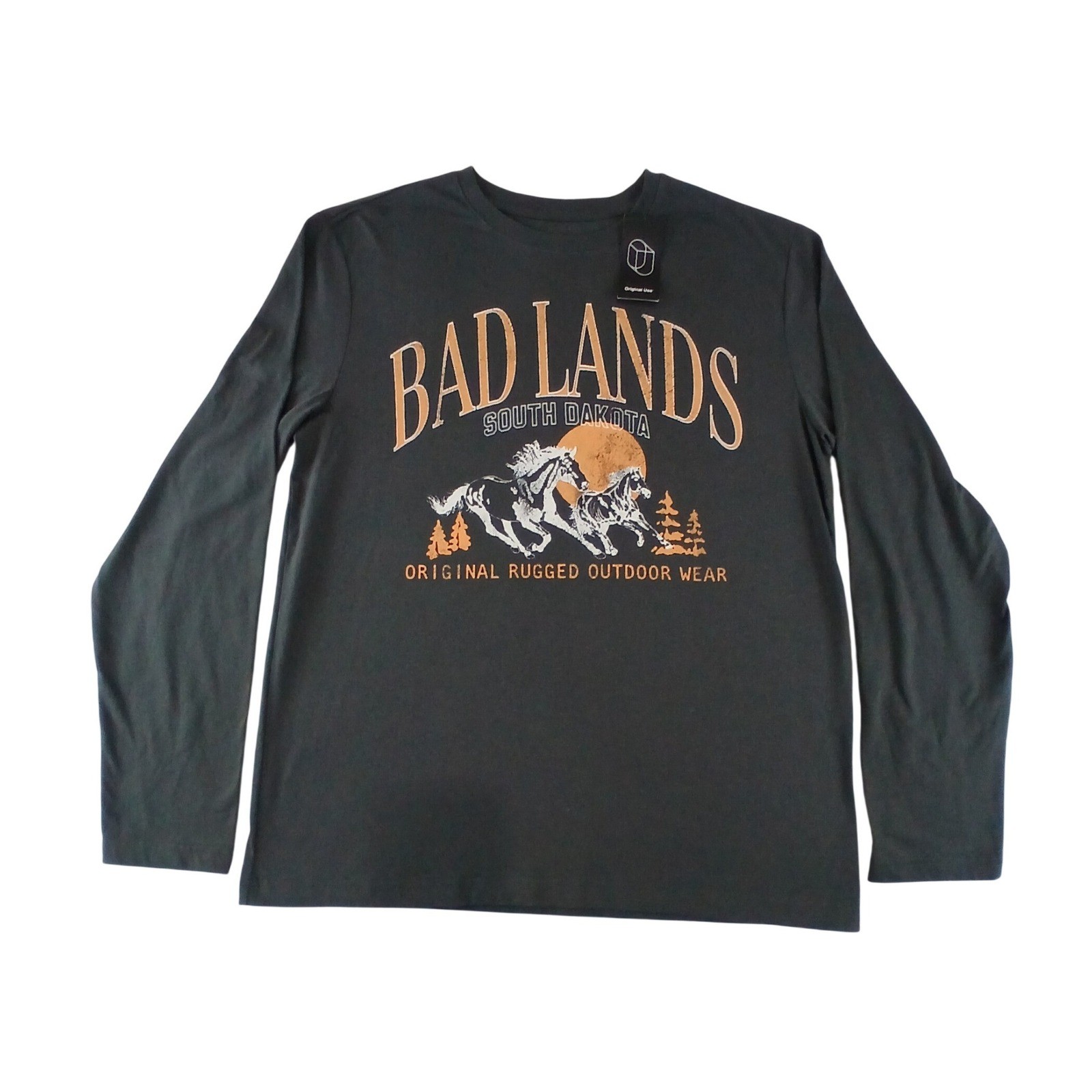 Original Use Mens Bad Lands South Dakota Graphic Long Sleeve T-Shirt Gray Size M gallery
