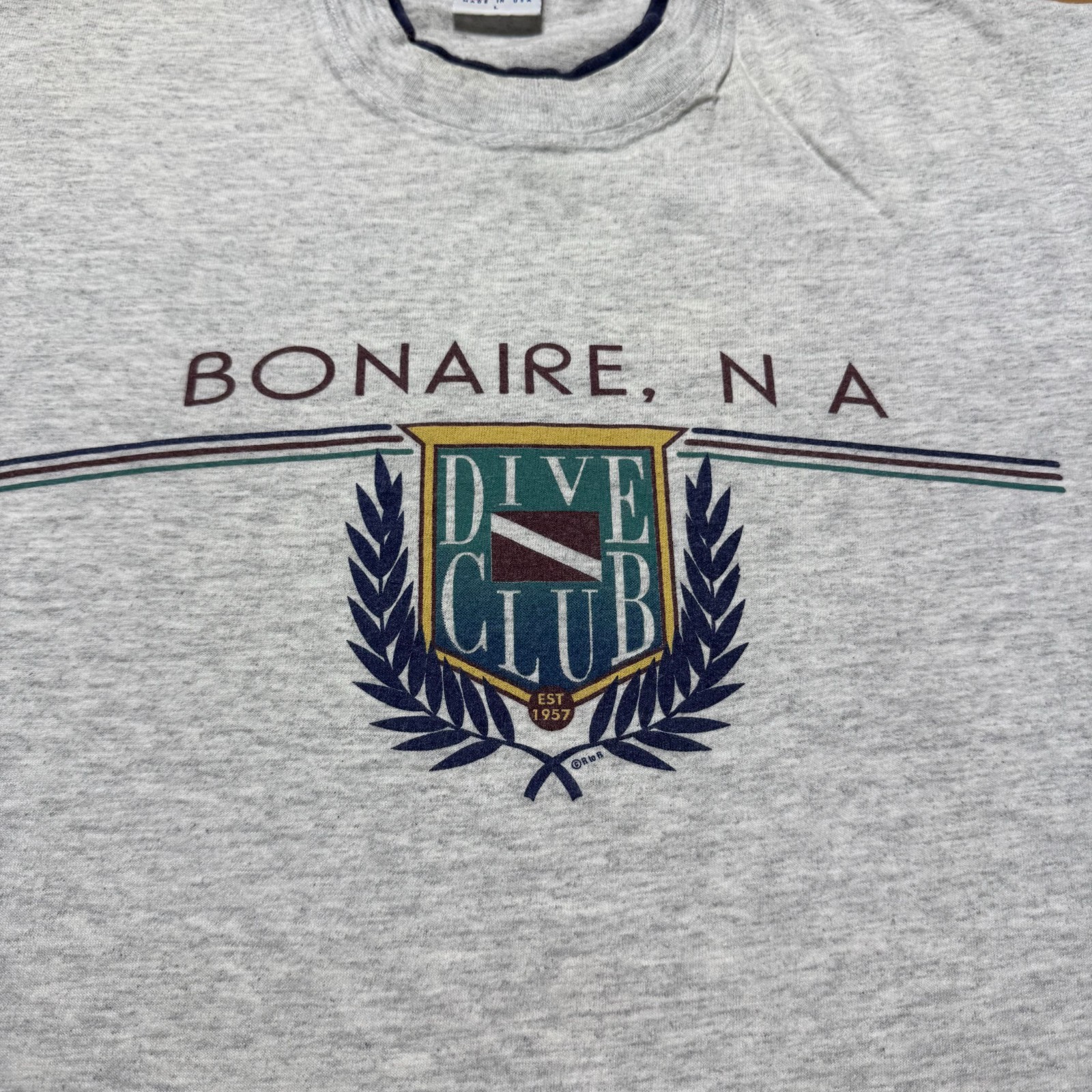 Vintage 90s Bonaire NA Dive Club Snorkeling Ocean Graphic T-Shirt USA - Large gallery