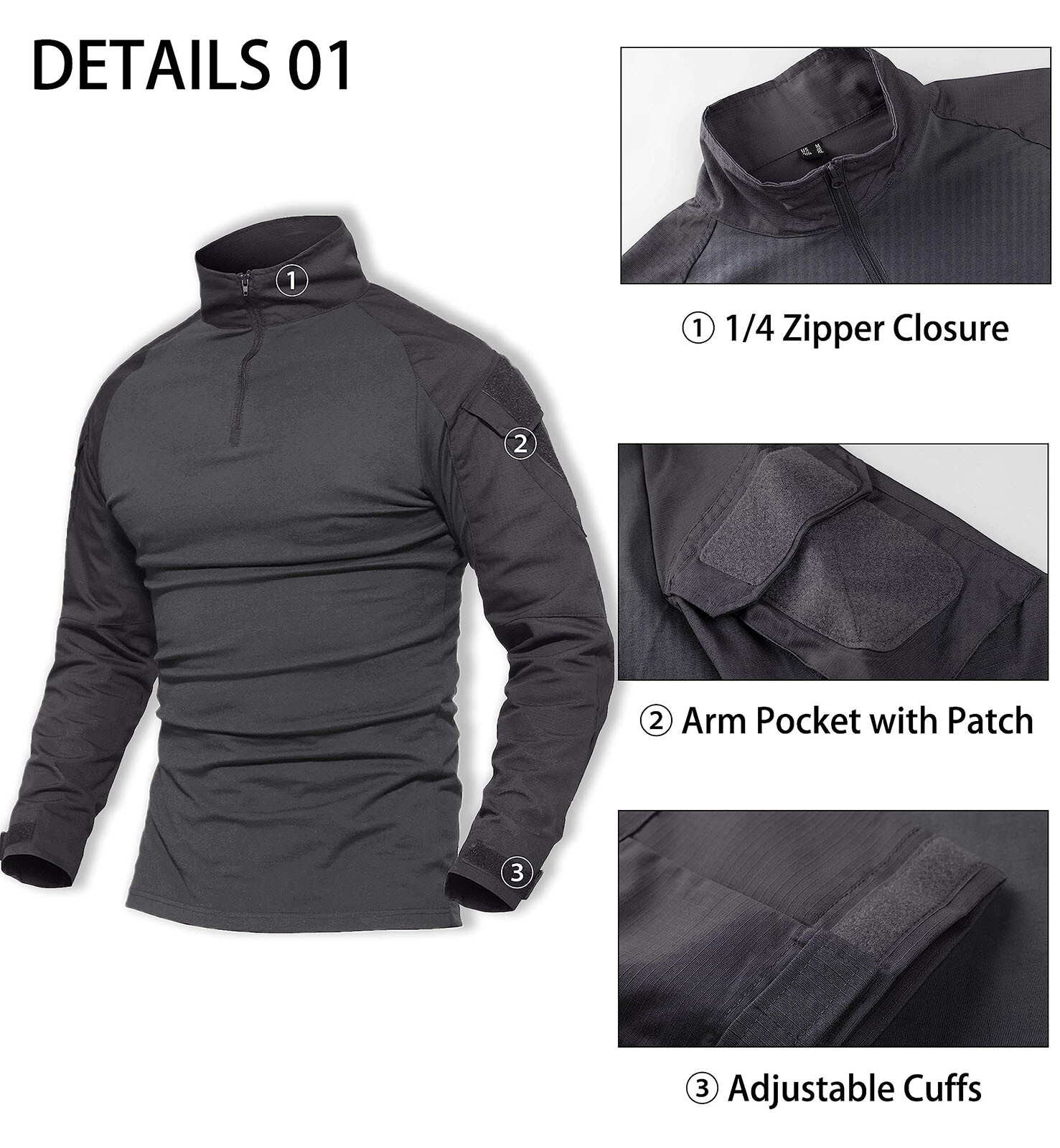Men's Tactical Army Military Training Rip-Stop Long Sleeve Casual Work T-Shirt gallery
