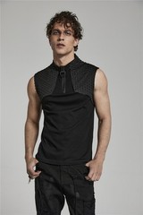 Punk Rave Men Black Gothic Cyberpunk Vest Summer Sleeveless Top Slim Fit Tank