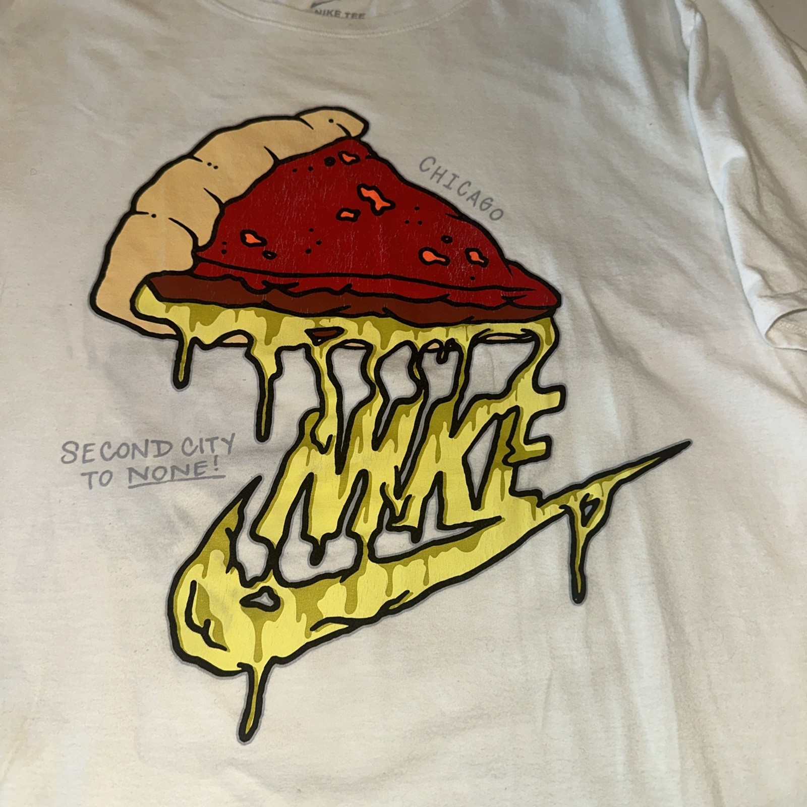 The Nike Tee Chicago Second City to None Men's Pizza T-Shirt Size X-Large gallery
