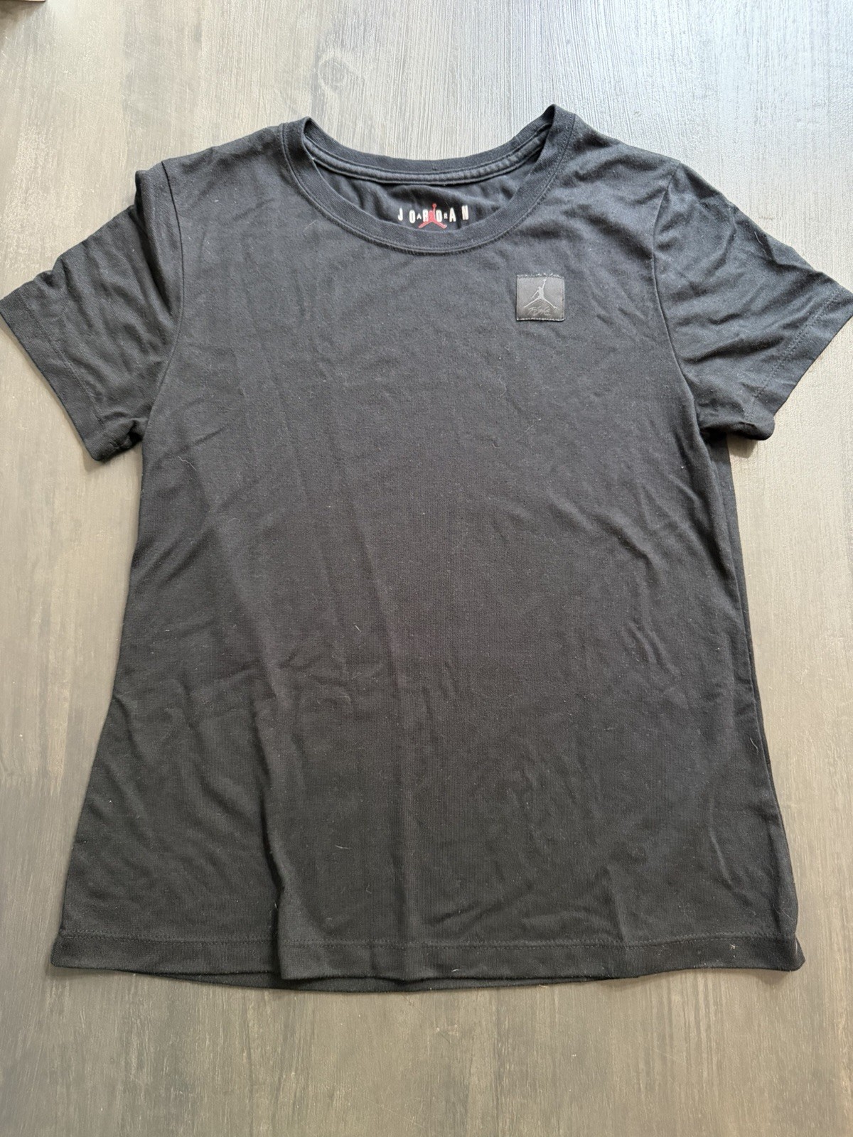 Jordan Black Short Sleeve T-Shirt Jumpman Logo Crew Neck Women’s Medium gallery
