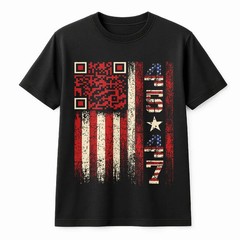 Trump 45 47 T-Shirt | Distressed US Flag QR Code Design