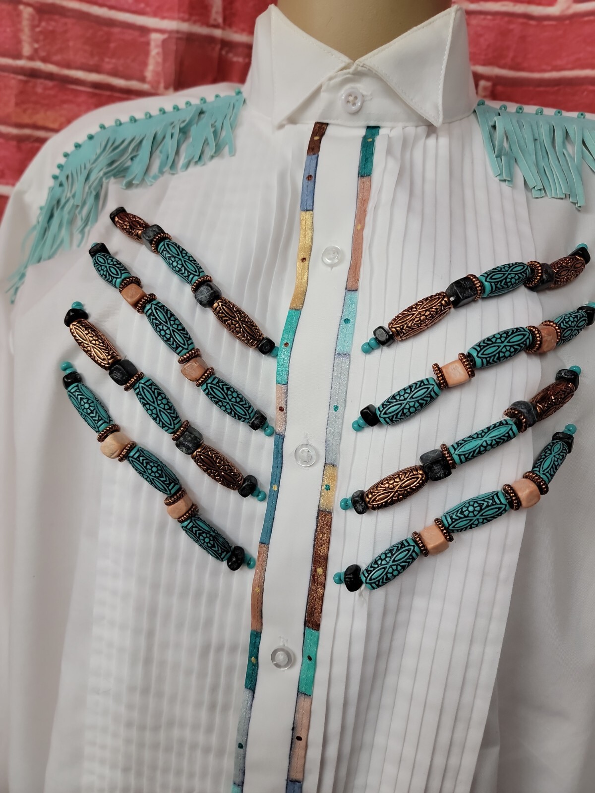 GIORGIO PATRINO Select BROADCLOTH TRIBAL INDIAN RARE GRAPHIC SHIRT XL/4-5 #C gallery