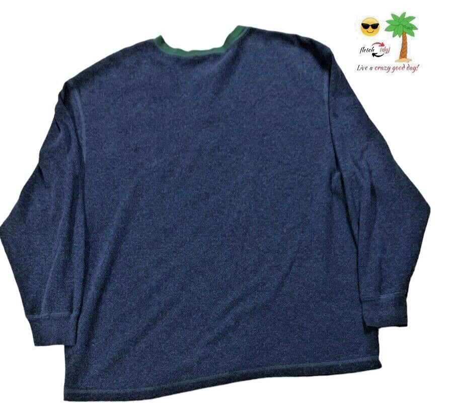 Disney Store Mens Blue Embroidered Goofy Thermal Long Sleeve Henley Shirt SZ XXL gallery