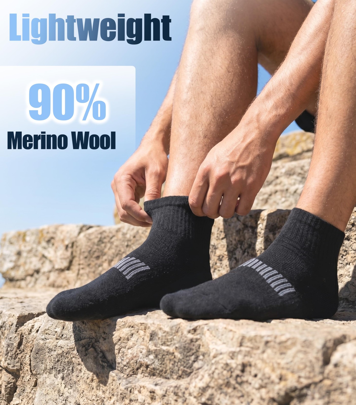 3 Pairs Merino Wool Socks for Men Business Casual Wool Ankle Thin Hiking Runn... gallery