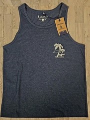 Chubbies Tank Top SMALL Mens The Relaxer Blue Heathered Palm Trees NEW