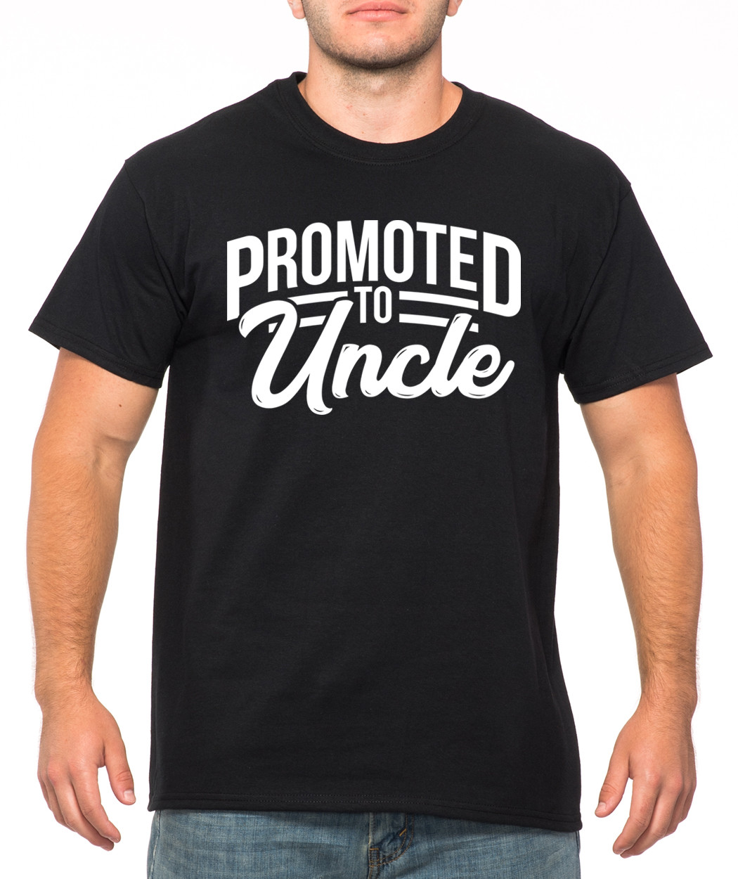 PROMOTED TO UNCLE brother family sibling fun present crew neck T-Shirt