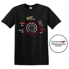Dodge Speedometer Horsepower Logo Graphic Cotton T-Shirt Black Official Licensed