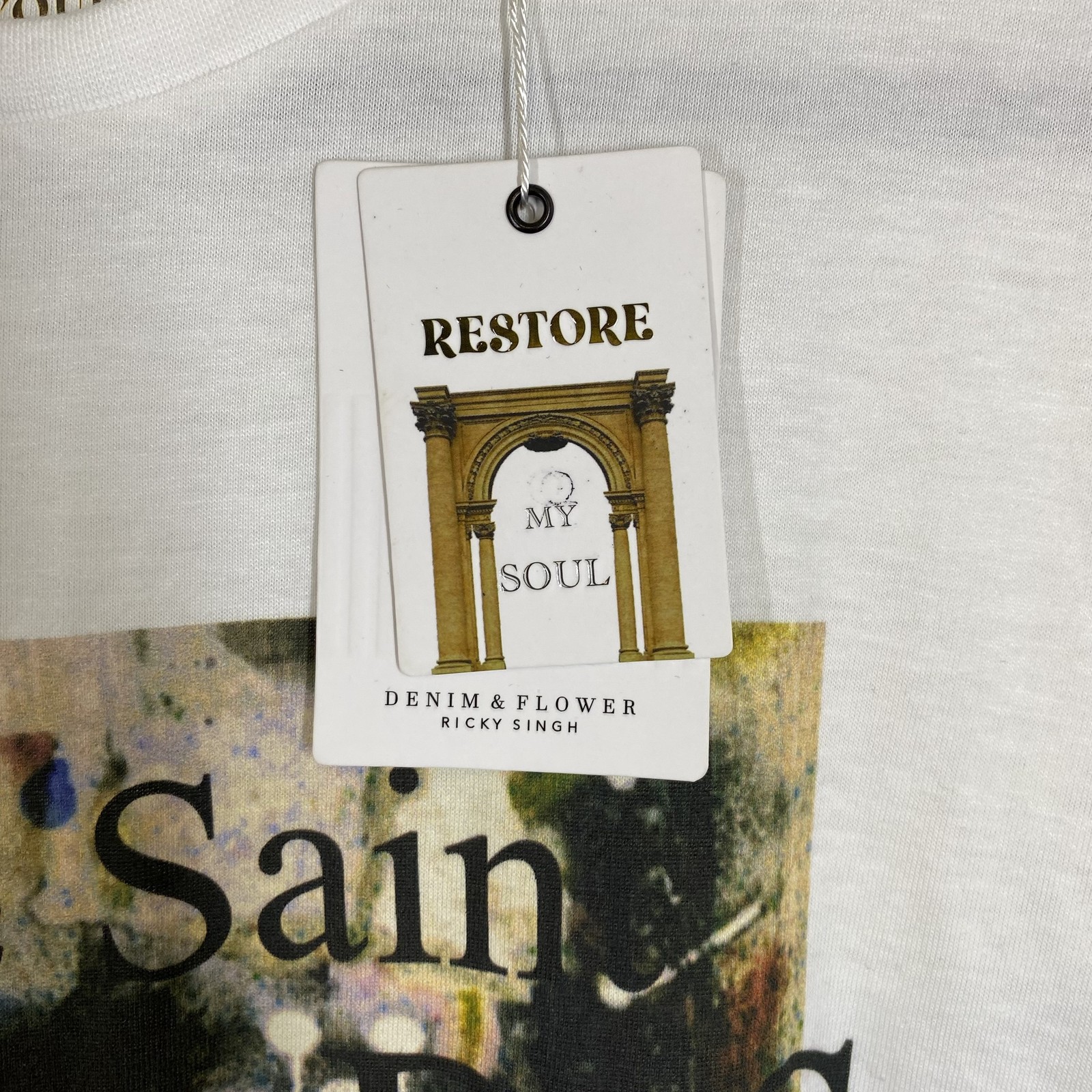 Denim & Flower Shirt Mens Large White Rue Saint De Paris Skull Graphic Tee New gallery