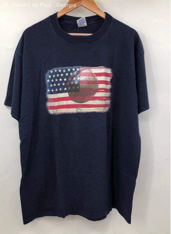 Men’s Jerzees Blue Vintage USA Baseball Tee Shirt 90s- Size XL