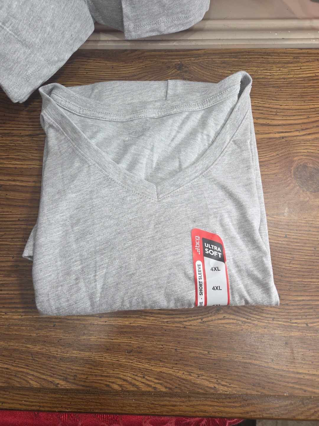 BCG T-shirt V-Neck Cotton Men’s Styled,Light Grey, Pullover, Casual Size 4XL