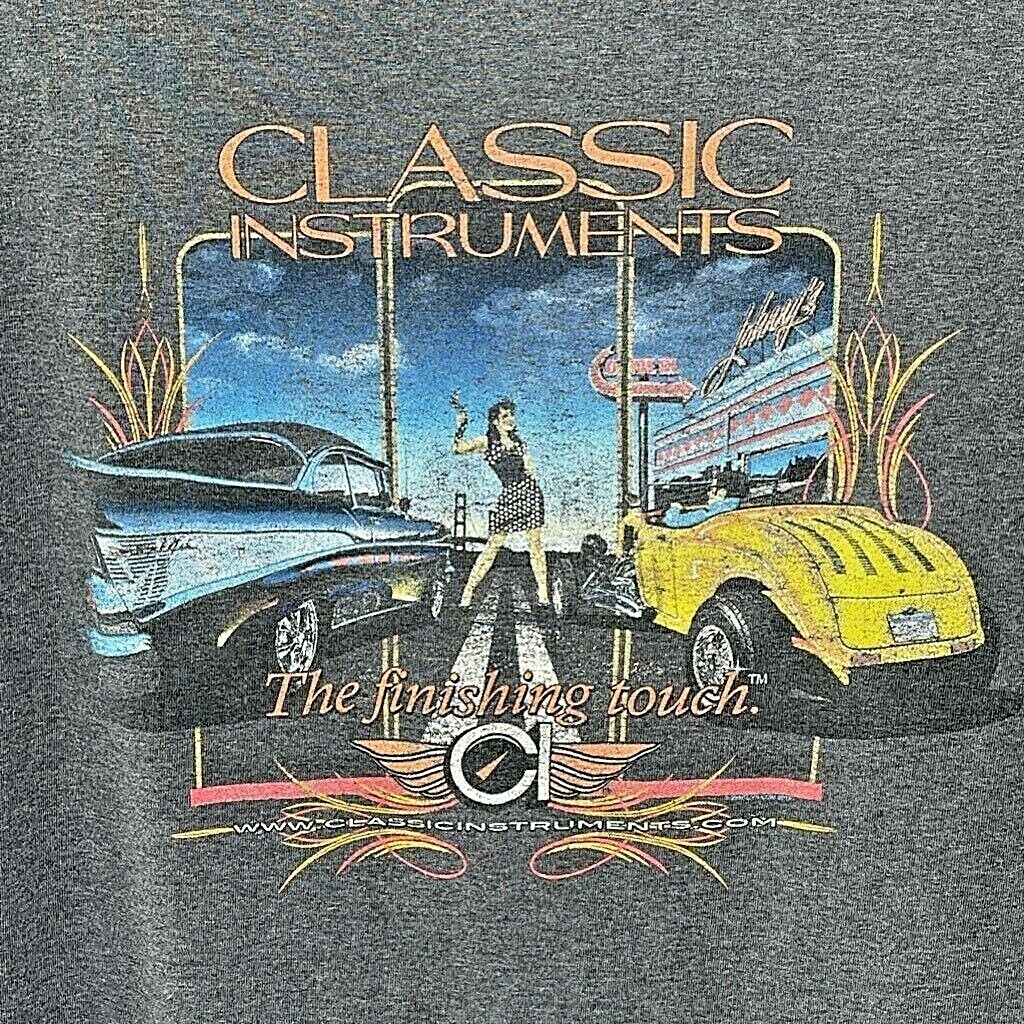 Classic Instruments Hot Rods Classic Cars Shirt Hanes Mens XL Graphic Gray gallery