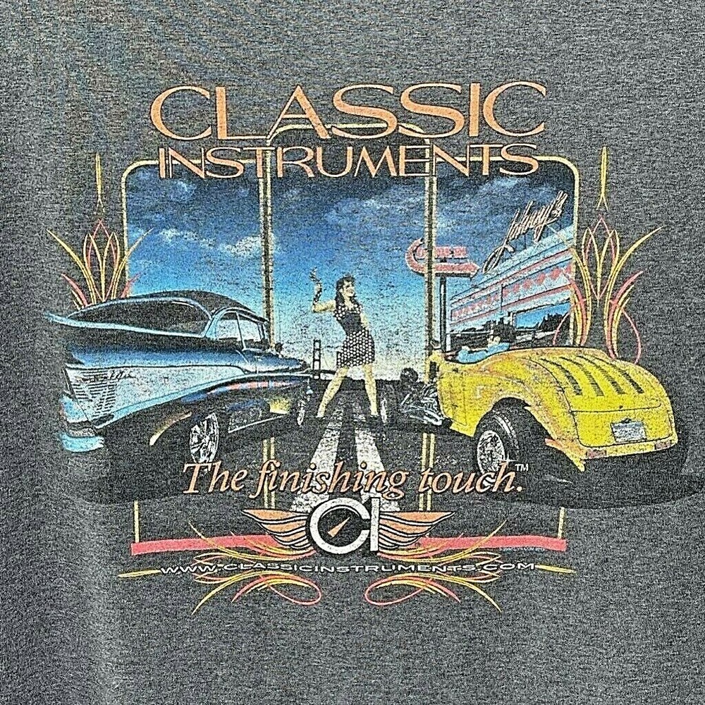 Classic Instruments Hot Rods Classic Cars Shirt Hanes Mens XL Graphic Gray