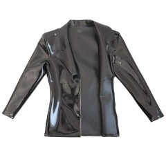 PU Double Side Top PVC Glossy Shiny Men Deep V Neck Long Sleeve T-shirt Elastic