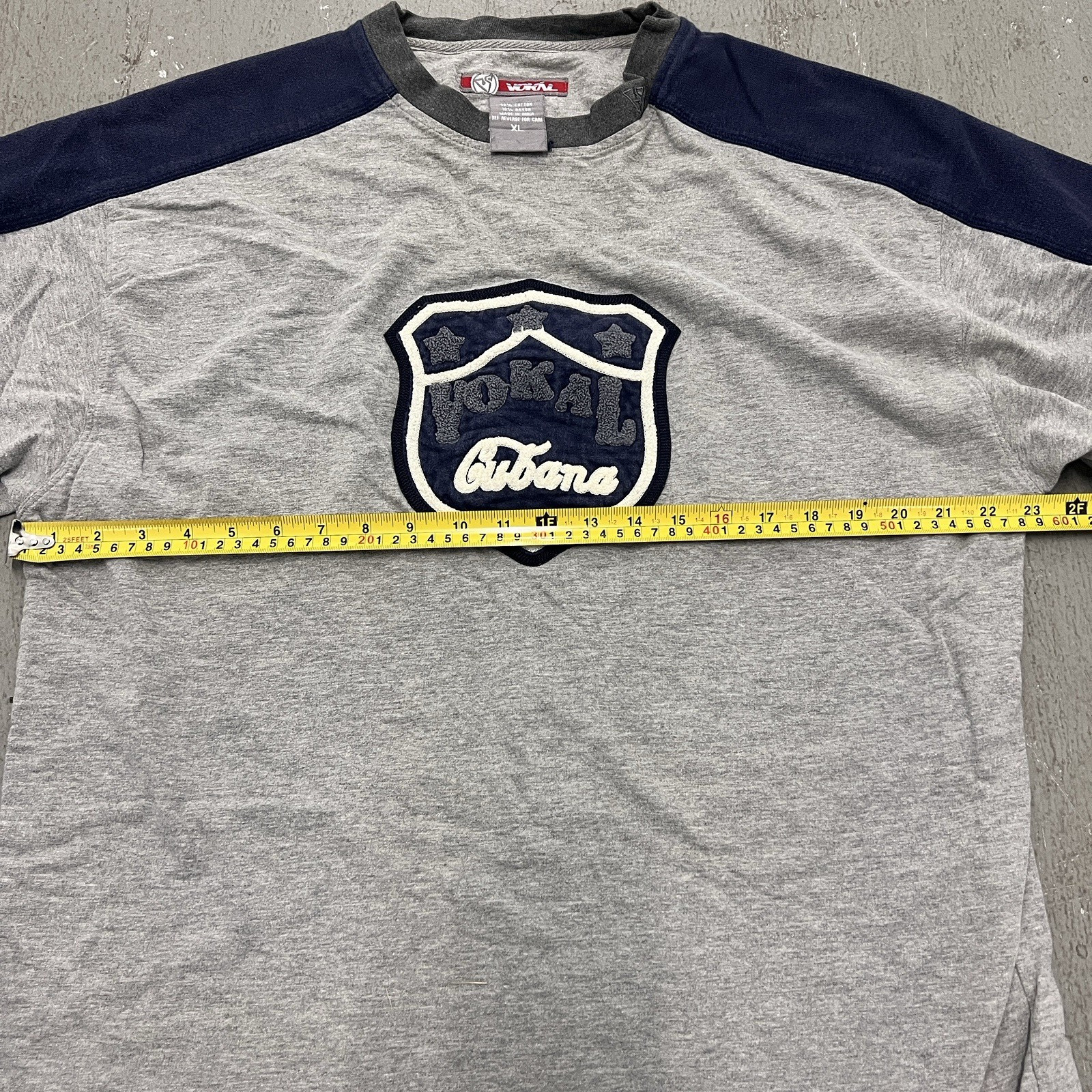 Vintage VOKAL Men's Cubana Shirt Size XL Grey/Blue T Shirt Embroidered Nelly gallery