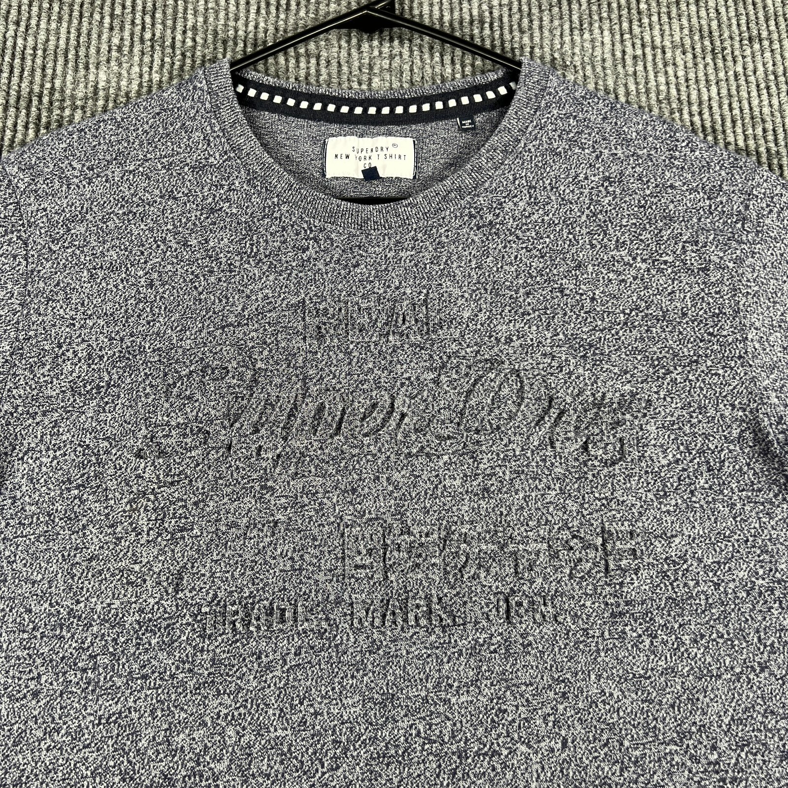 Superdry Shirt Mens Large Blue Long Sleeve Embossed Crew Neck Designer Casual gallery