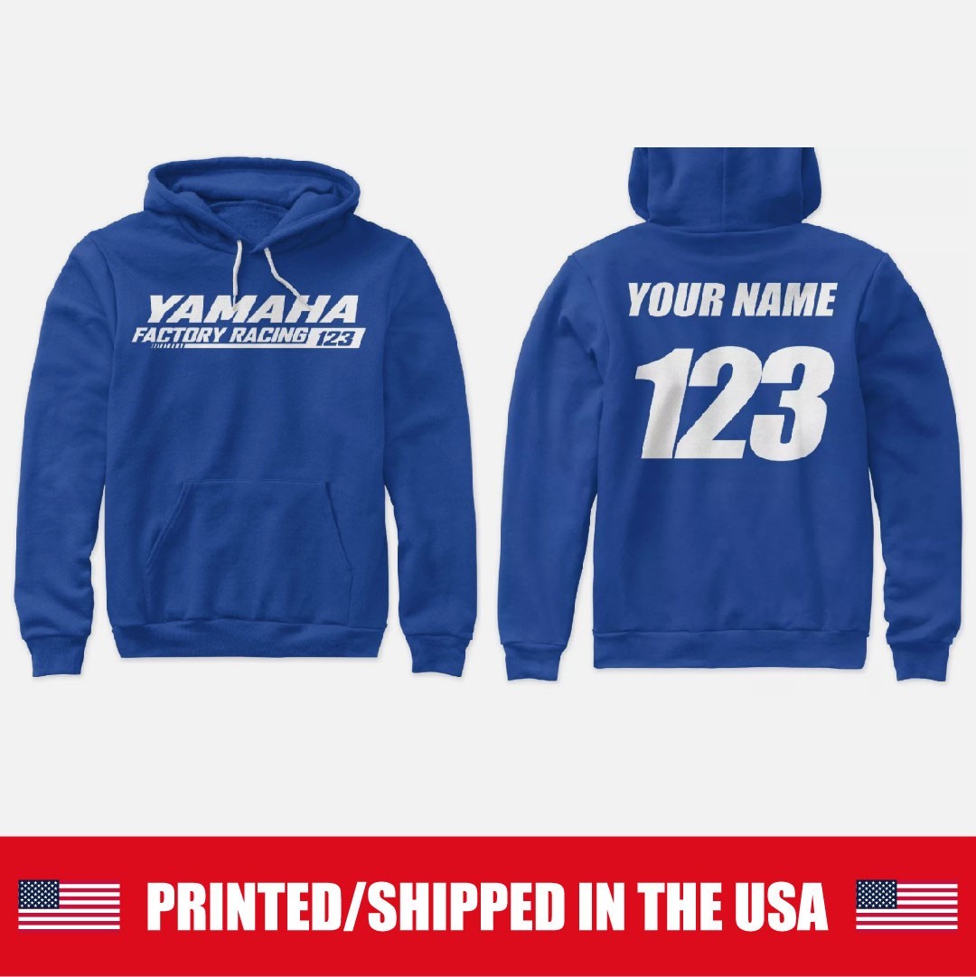 CUSTOMIZED YAMAHA FACTORY RACING MOTOCROSS HOODIE YOUR NAME AND NUMBER YZ ATV