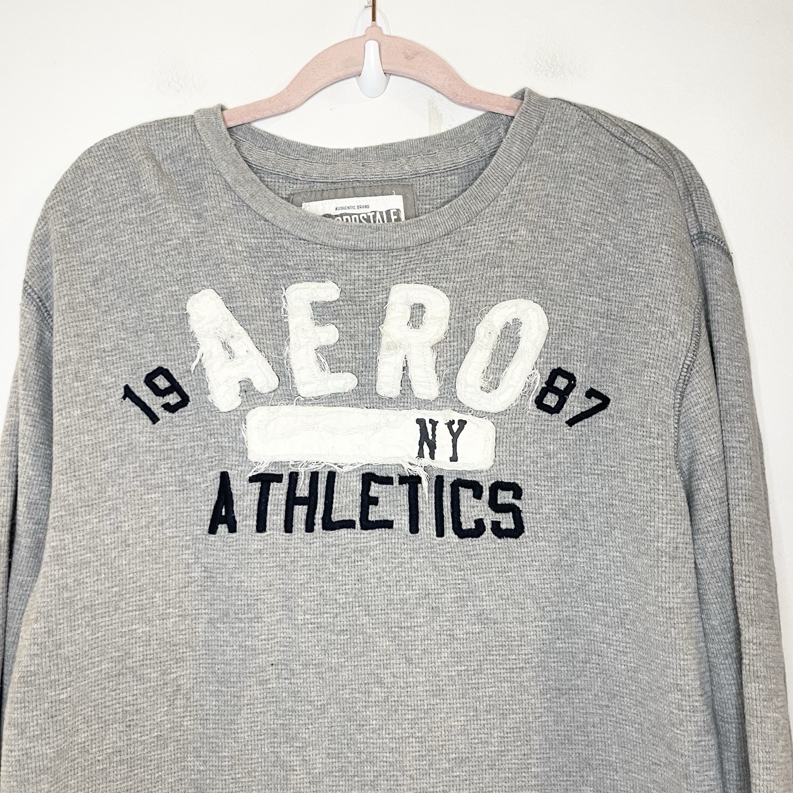 Aeropostale Shirt L/S Thermal Waffle Embroidered Distressed Y2k Grunge XL gallery