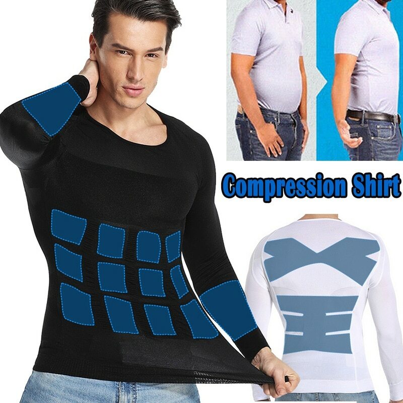 Men's Slimming Body Shaper Tummy Control Shapewear Compression T-Shirt Vest Tops gallery