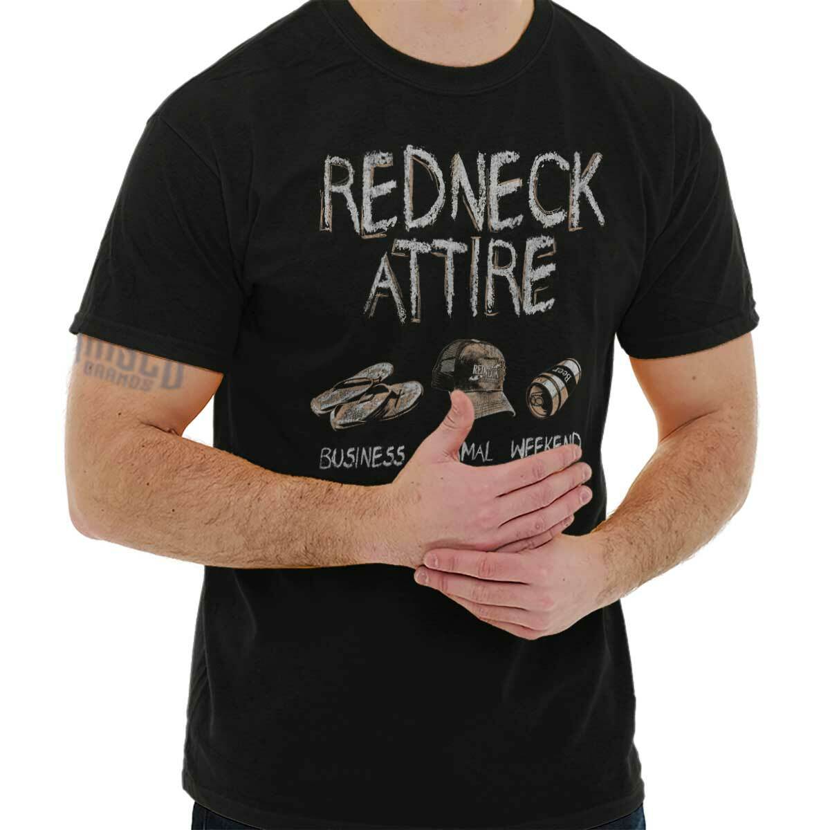 Funny Redneck Drink Beer Southern Attitude Mens Casual Crewneck T Shirts Tees
