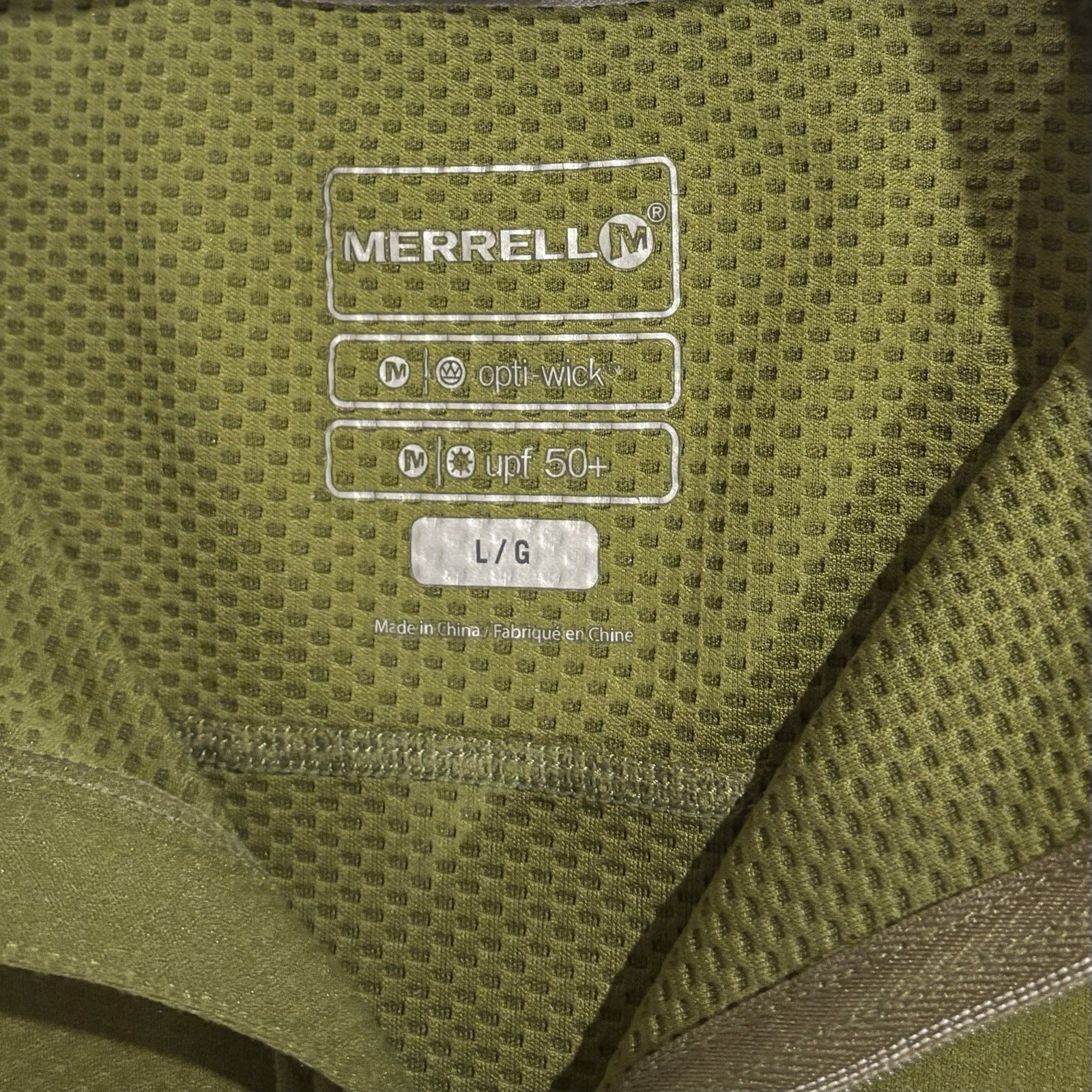 Merrell Mens Large T-Shirt OPTi Wick UPF 50+ Polo 1/4 Zip Performance Golf FF-10 gallery