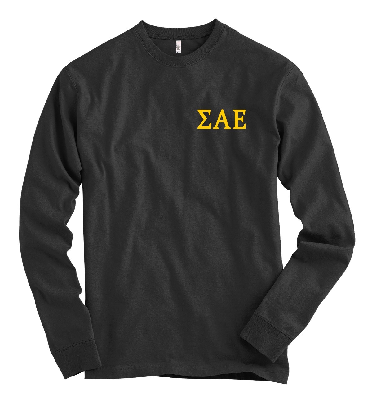 Sigma Alpha Epsilon Bella + Canvas Black Long Sleeve T Shirt SAE Letters *NEW*