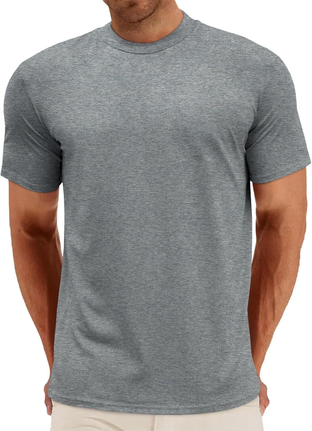 Mens Summer Short Sleeve Mock Turtleneck Tee Casual Basic Pullover Top gallery