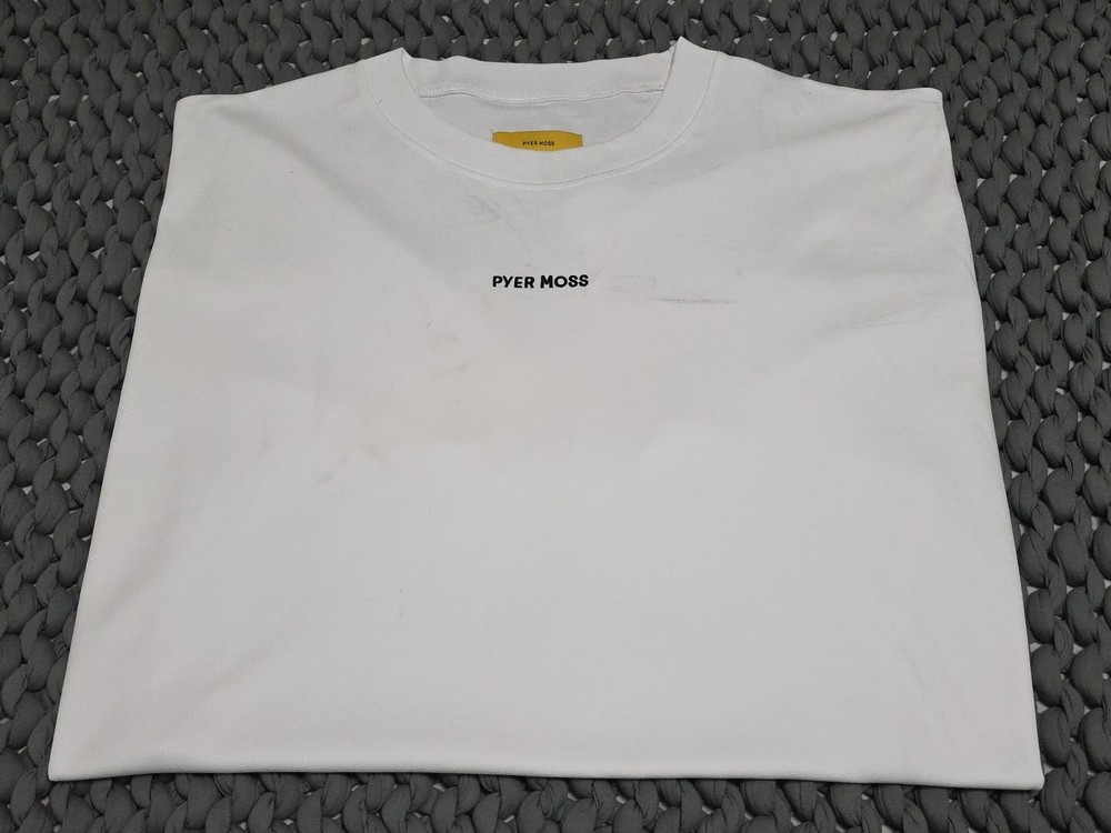 Pyer Moss Embroidered Logo Heavyweight Oversized Heritage White Tshirt SZ XL