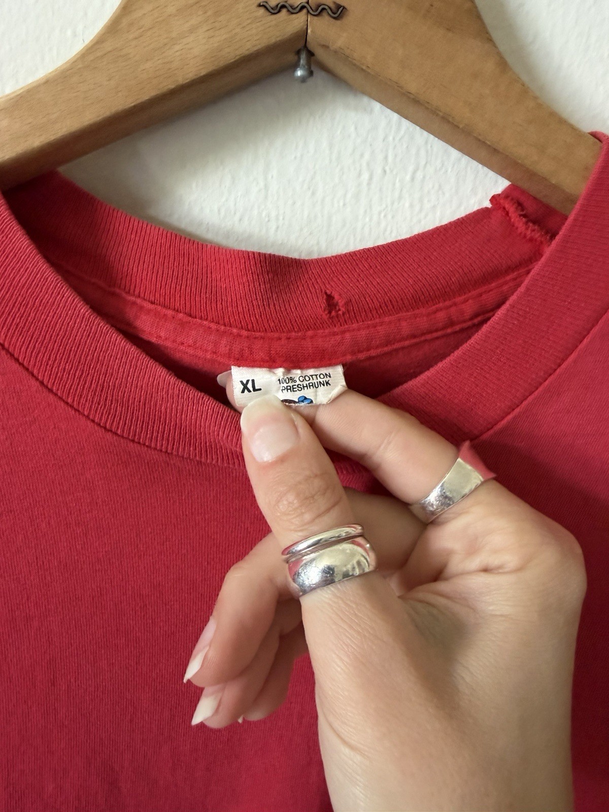 Vintage 80s Selvedge Pocket Shirt XL Blank faded red repairs - see measurements gallery