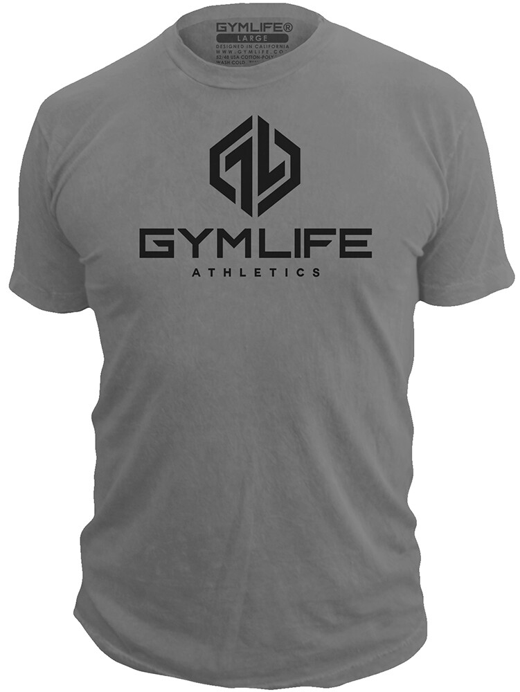 GYM LIFE® Mens Athletic T-Shirt Workout Exercise Fitness Men Tee Shirts, Slate