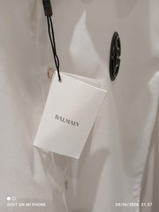 balmain white shirt with Front Logo and printed written on the back