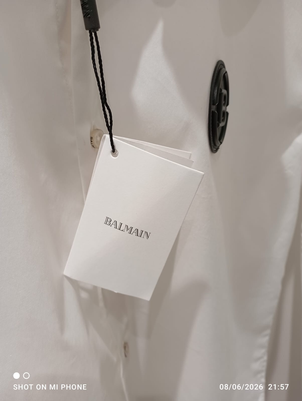 balmain white shirt with Front Logo and printed written on the back gallery