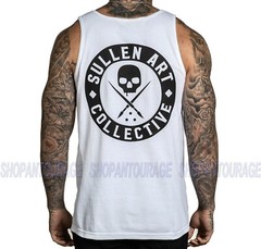Sullen Summer White SCM3216 Standard Fit Graphic Tattoo Skull Tank Top For Men
