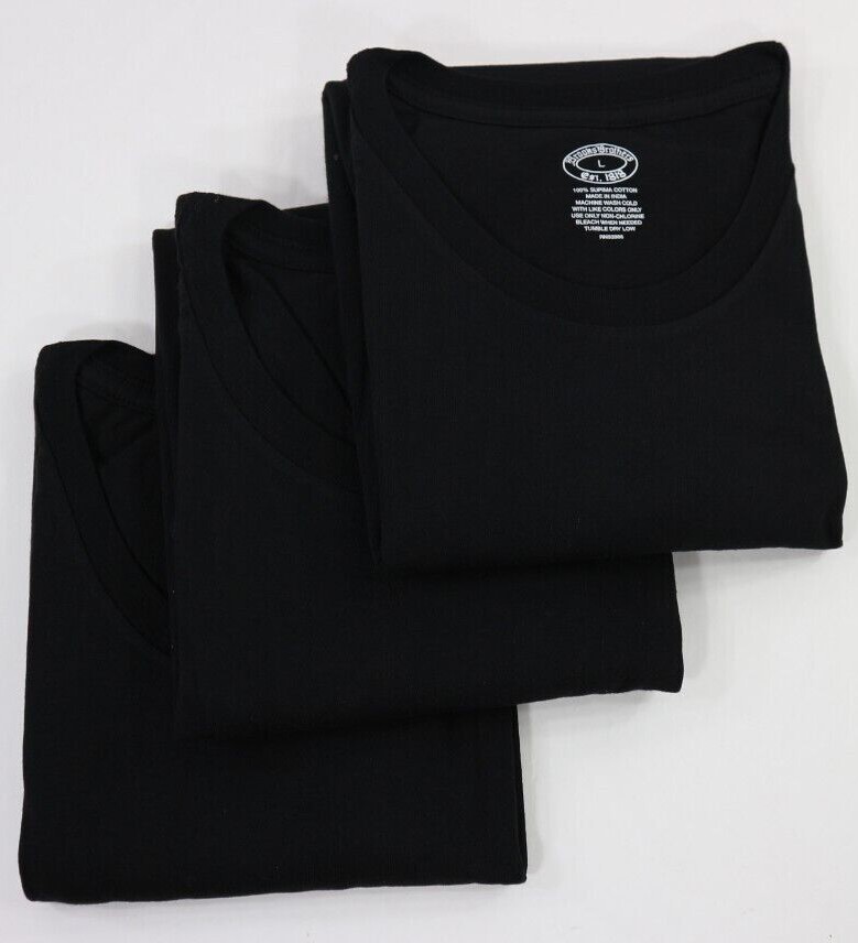 Brooks Brothers 1818 Men's Crewneck Cotton Undershirt Black w/ logo 3pcs/Pack gallery