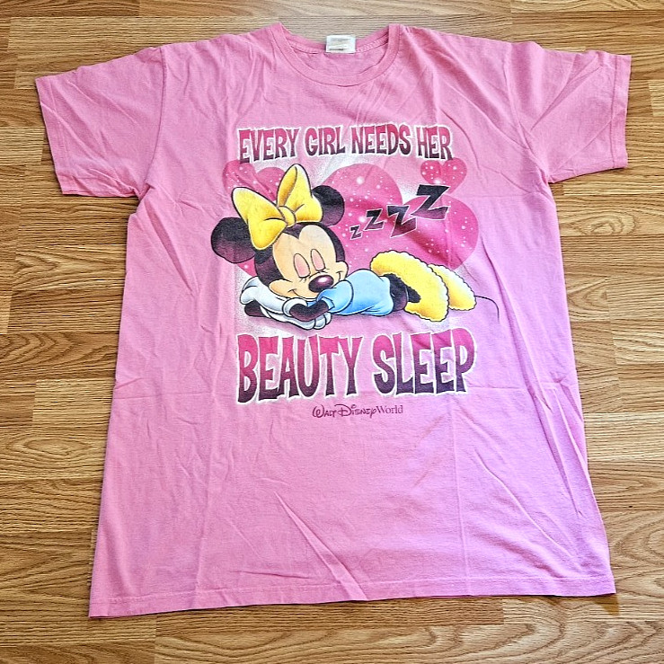 Vintage 90s Y2K Disney Minnie Mouse Beauty Sleep T Shirt OSFA Women's gallery