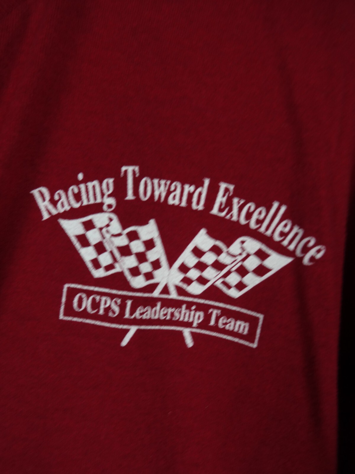 Racing Toward Excellence T Shirt Size Large Red Pocket OCPS Leadership Team gallery