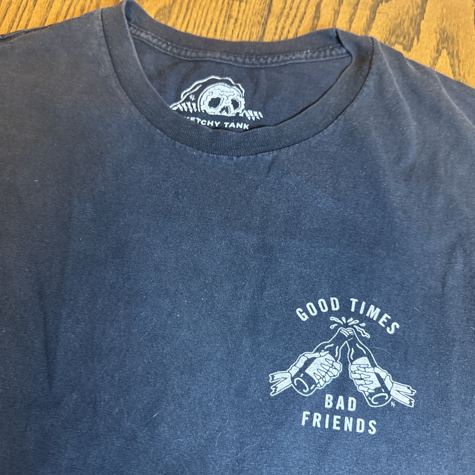 Good Times Bad Friends Mens Large Black Crew T Shirt Lurking Class Sketchy Tank gallery