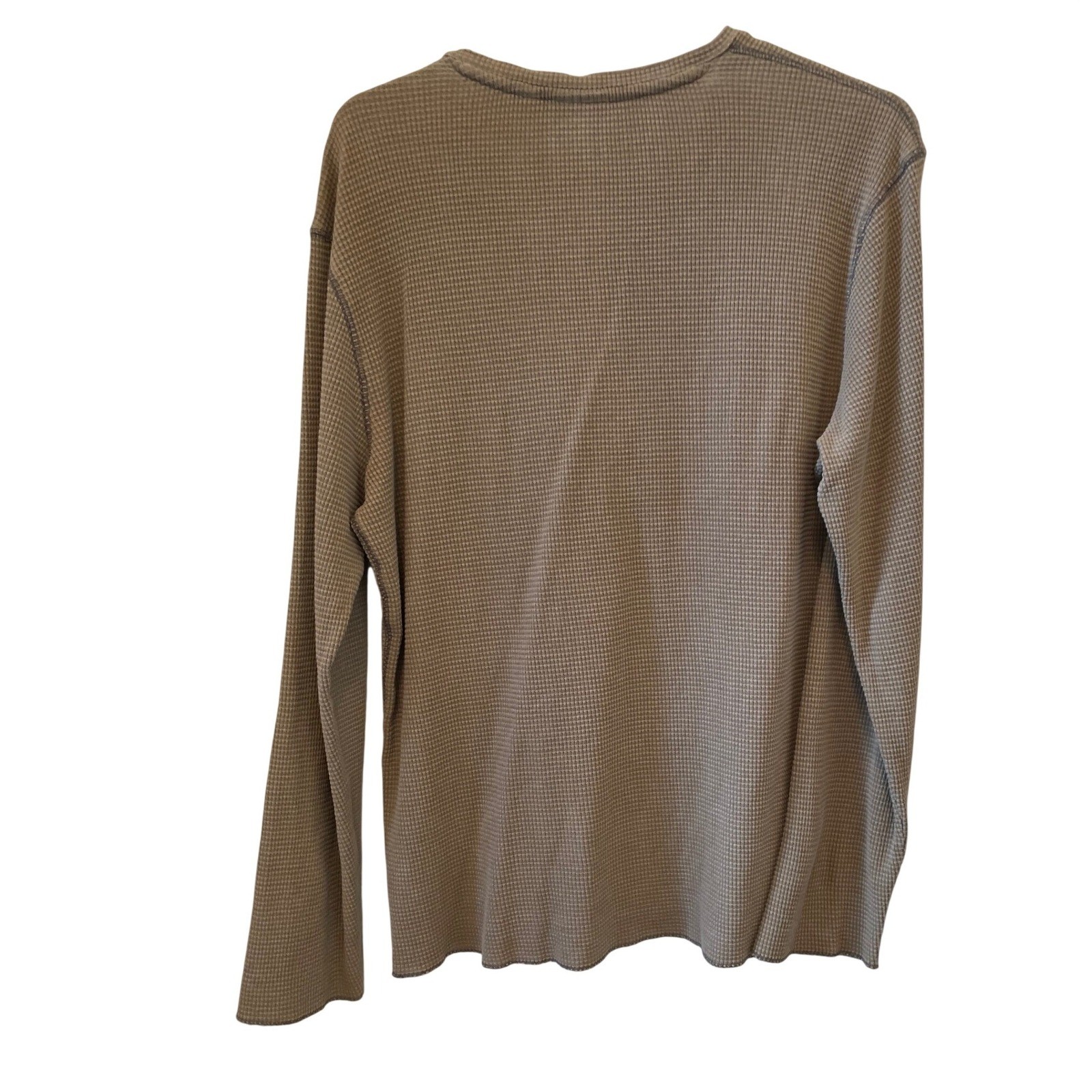 Vgt Y2k Express Mens XL Brown Waffle Knit Henley Shirt Dexter Kills Alt gallery