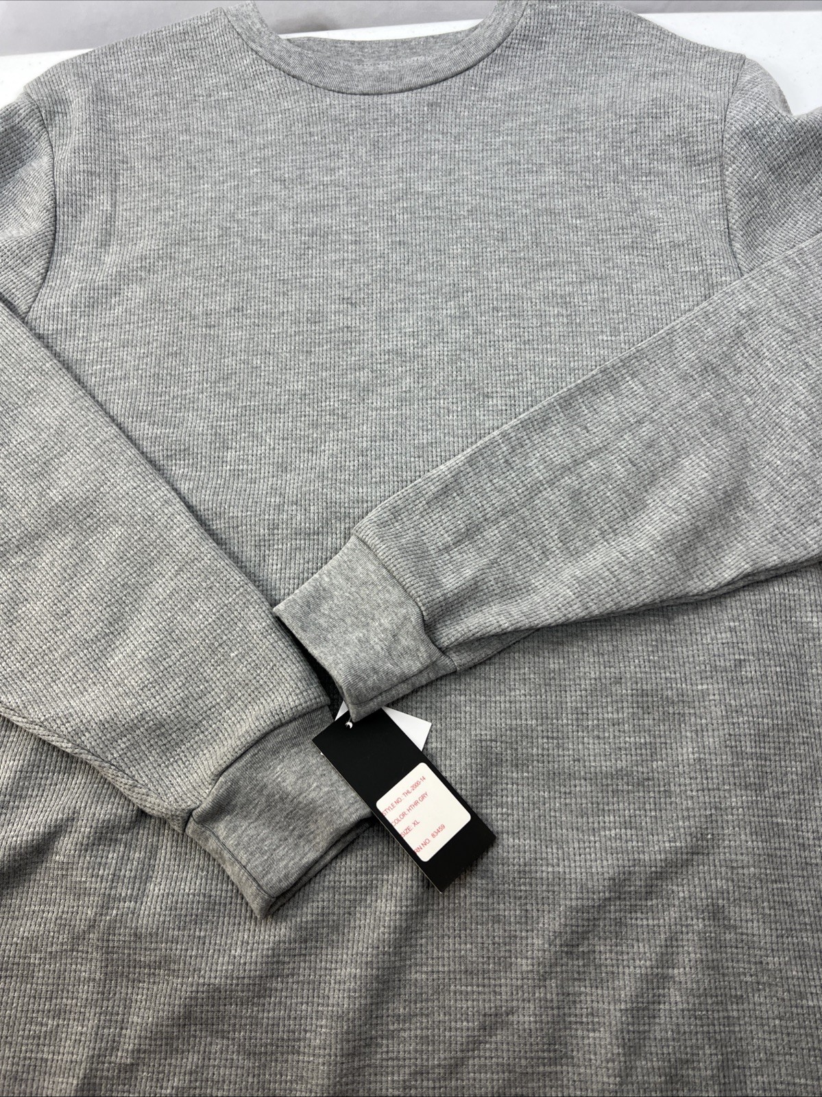 NWT Linea Uomo Gray Waffle Knit Thermal Crew Neck Size XL gallery