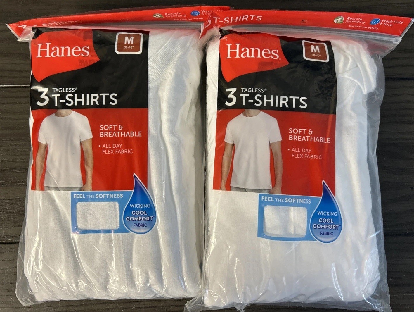 Hanes Shirts Mens Medium 38/40 White Cotton Crew Tagless Soft 6 Pack gallery
