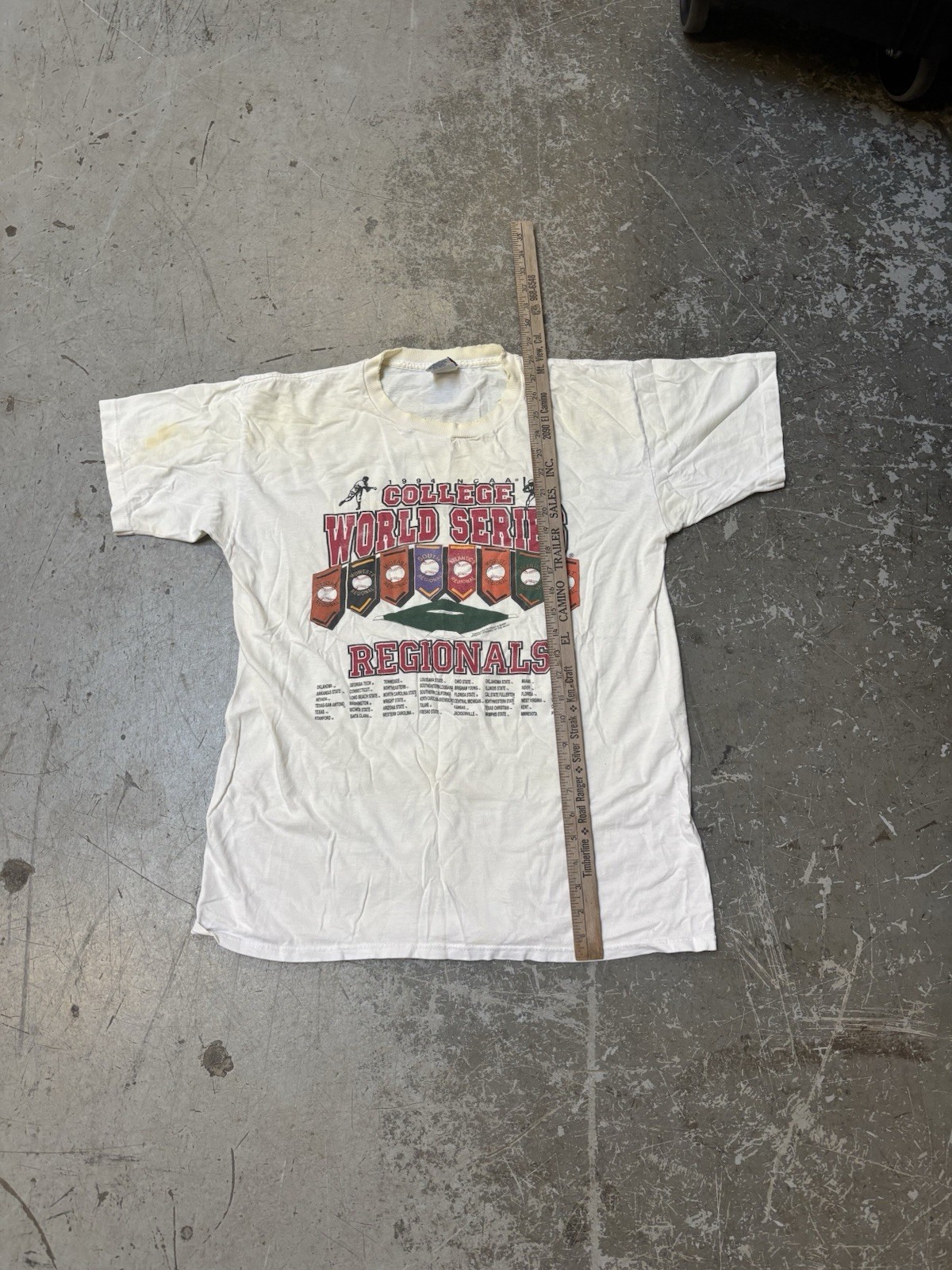 Vintage Single Stitch 1994 College World Series T Shirt Distressed Small Stains gallery