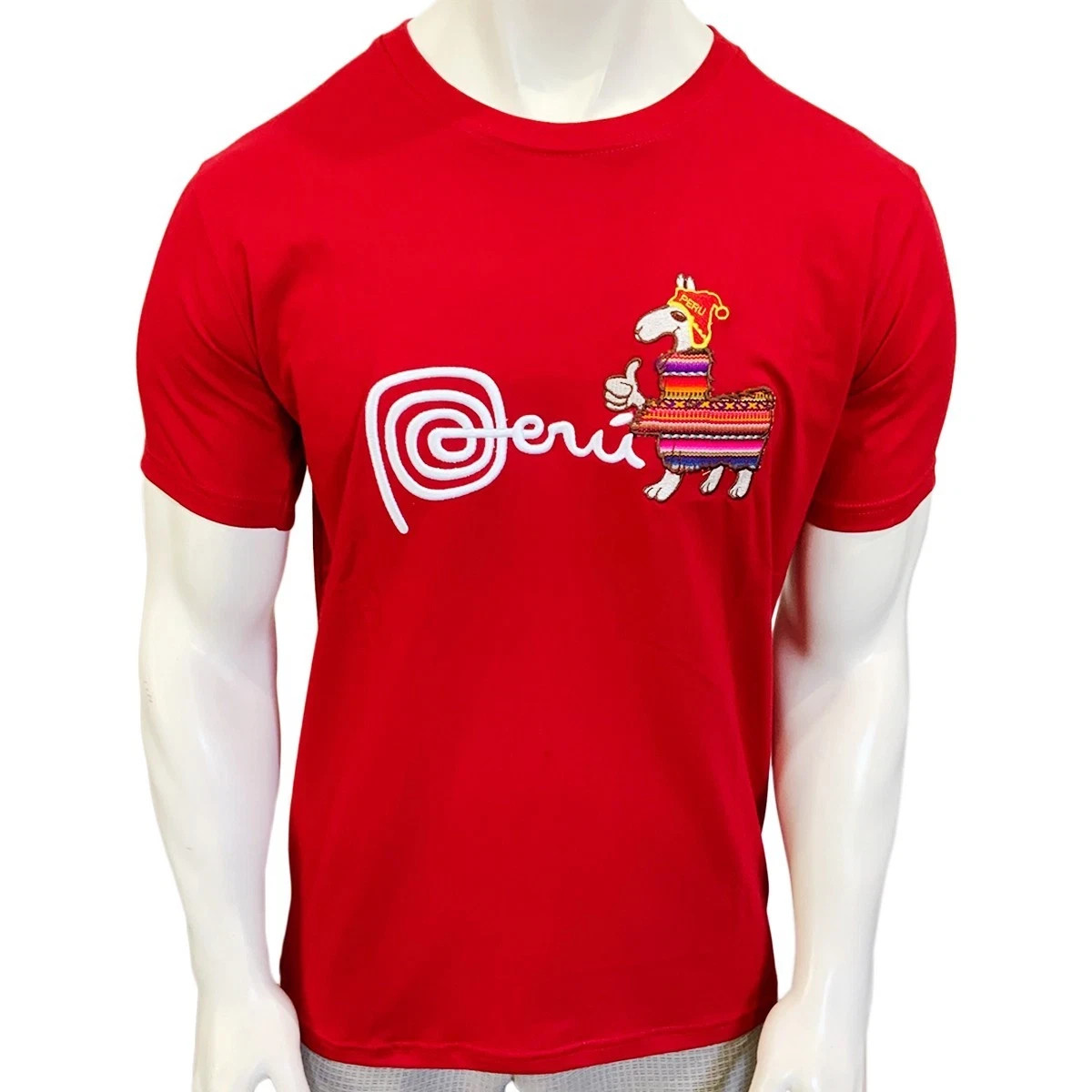 NEW PERU LLAMA ALPACA PERUVIAN PATRIOTIC EMBROIDERY MEN'S SHORT SLEEVE T-SHIRT L gallery