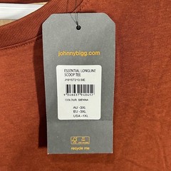 Johnny Bigg Mens Essential Longline Scoop Tee T-Shirt Sienna XL NWT