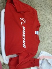 Boeing Red Long Sleeve T Shirt Small Gildan Graphic Logo Cotton Tee
