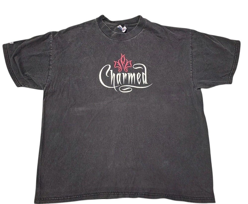 Vintage 90s Rare Charmed Logo TV Sitcom Series Warner Bros Shirt Box Fit Size XL