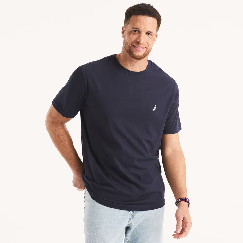 NAUTICA MEN'S NAVY CREWNECK S/S LOGO COTTON T-SHIRT SZ: 3XLT 3XT XXXLT NWT gallery