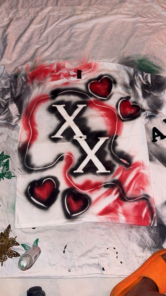 Custommade Unisex White Graphic Heart Love T-Shirt Cotton Crew Neck XL